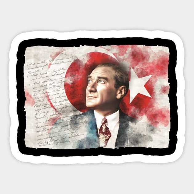 Ataturk Turkish Flag Sticker by Tuwegl